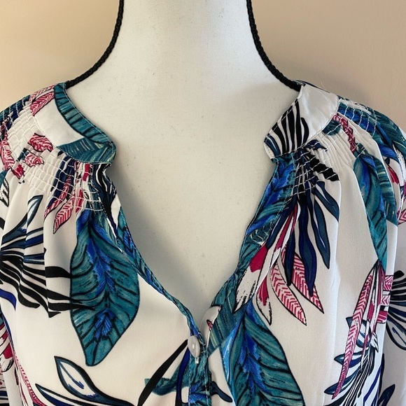 Draper and Damon’s Hawaiian Print Blouse Pink Green Palm Print Golden Girls NEW - Picture 10 of 11